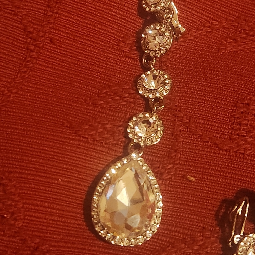 Long teardrop  crystal earrings